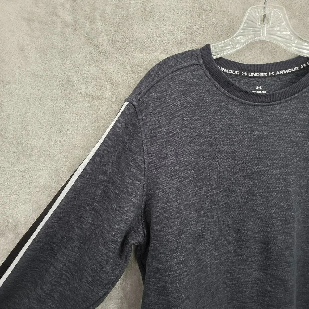 Under Armour Mens M Essential Fleece Heritage Crew Sweatshirt Grey Black 1996 UA